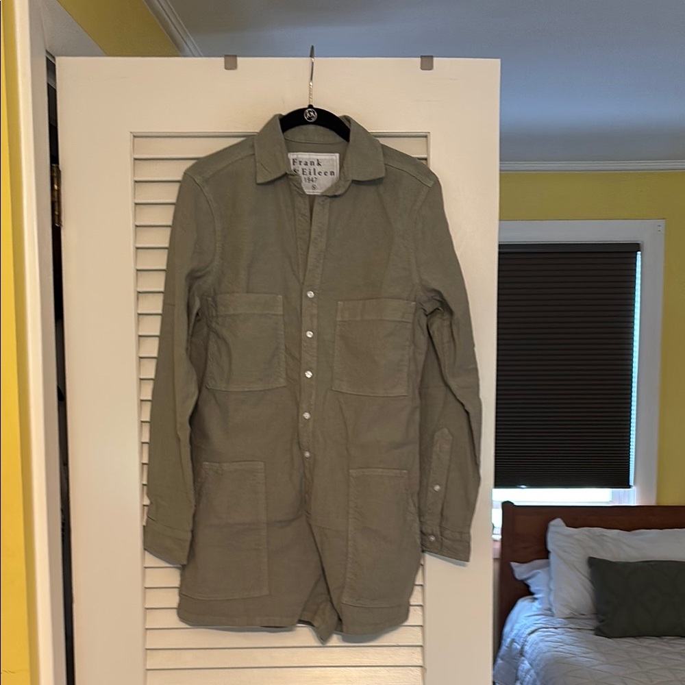 Frank & Eileen Olive Green long sleeve romper. Small.